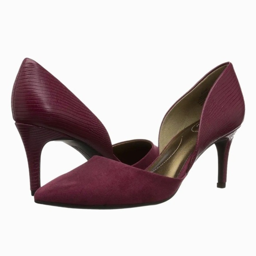 Bandolino Red Heels Elegant Suede D’Orsay Pump Dark Wine
